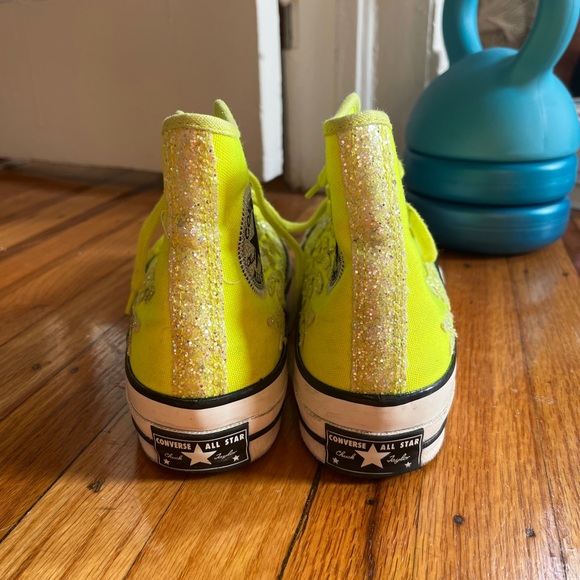 Converse Glitter Flame High Tops in Neon Yellow Lemon - Picture 4 of 5